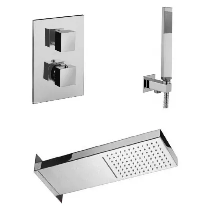 Душова система Paffoni з термостатом, ручним та верхнім душем CASCADE, хром (KIT CASCADE099CR)